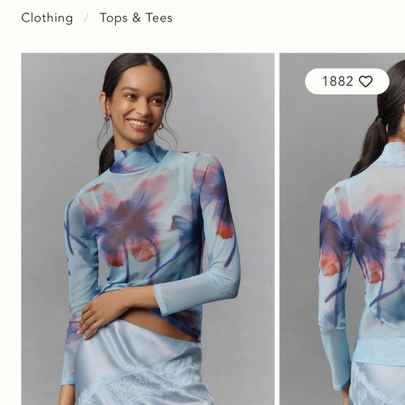 Anthropologie Tops - Anthropologie Blue Women's Mesh Top